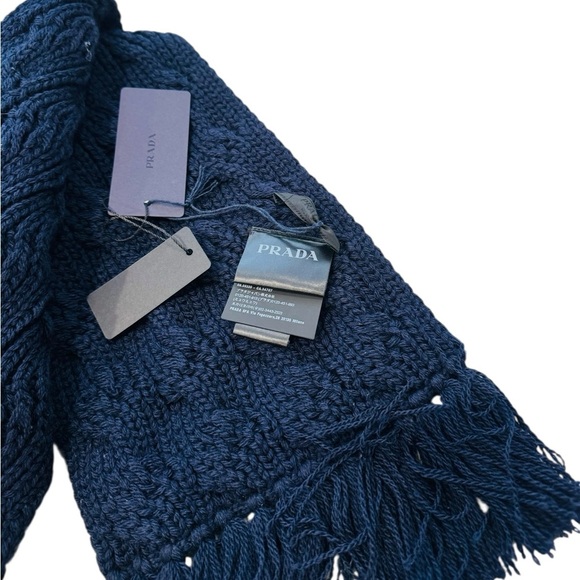 PRADA***Thick Navy Cable Knit Scarf****One Size***$1,270 - Picture 9 of 10